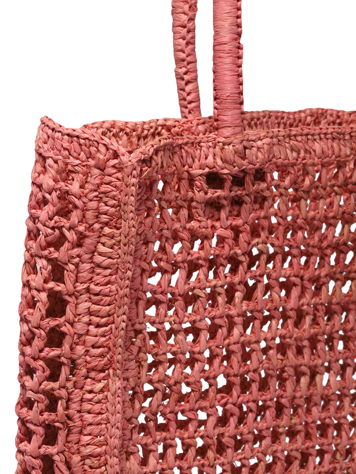 Raffia Net Handbags Pink