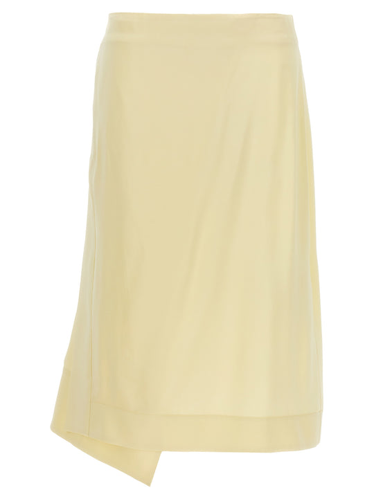 Satin Skirt With Side Slit Skirts Yellow