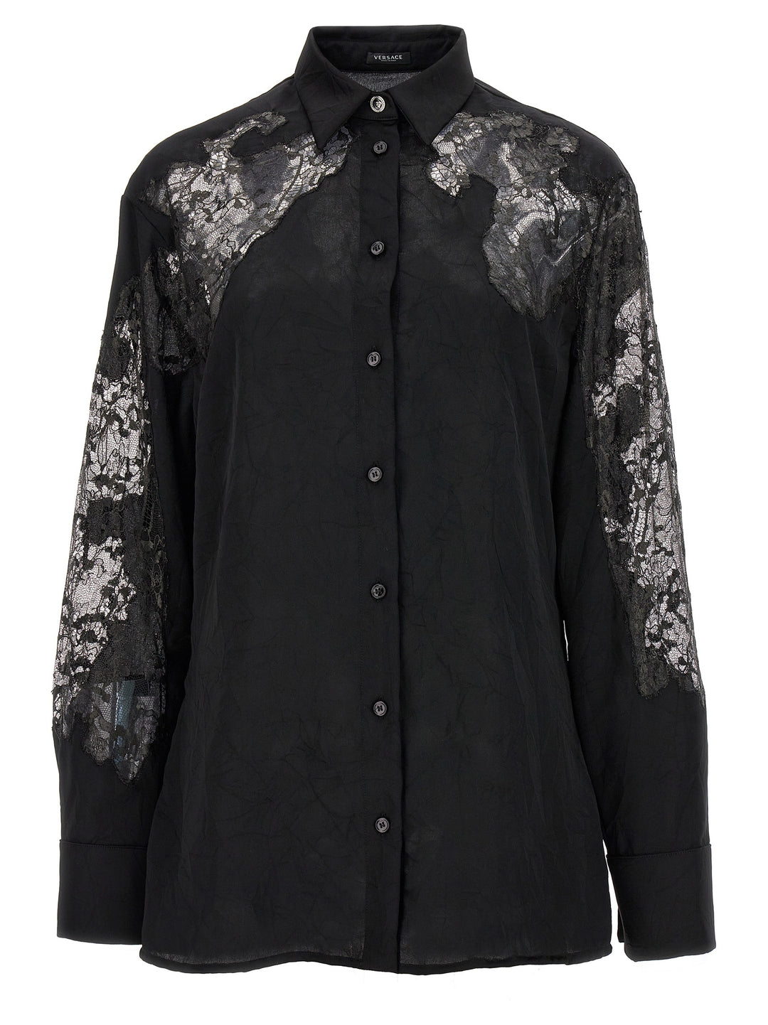 Versace Satin Lace Shirt Shirt and Blouse - Black | 388c882bdd7bdce32a6f4ed1605faa753d4427f1