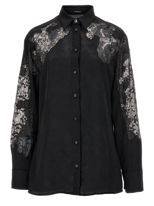 Satin Lace Shirt Shirt And Blouse Black