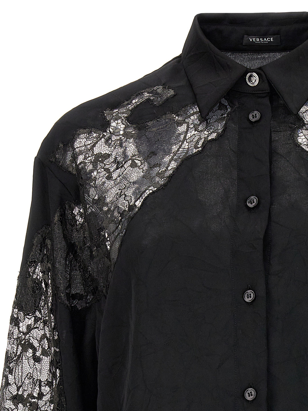 Versace Satin Lace Shirt Shirt and Blouse - Black | 6fb309c26e153660f87f9d42e8f309c410dae4dd