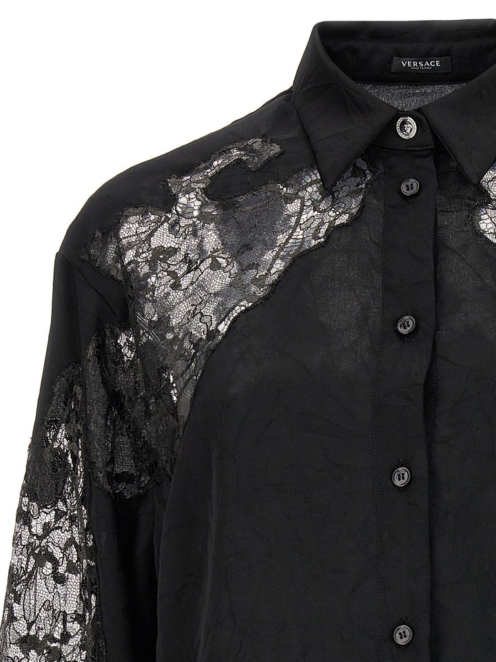 Versace Satin Lace Shirt Shirt and Blouse - Black | 6fb309c26e153660f87f9d42e8f309c410dae4dd