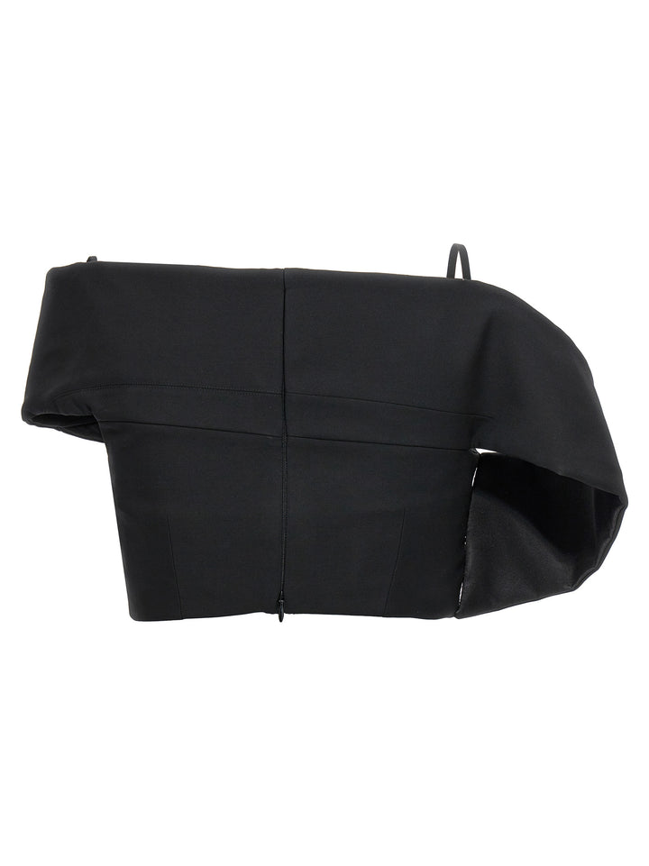Mcqueen Crop Lapel Corset Tops - Black | f680ef15b46b776b079f1ff94b61bc1a49defef6
