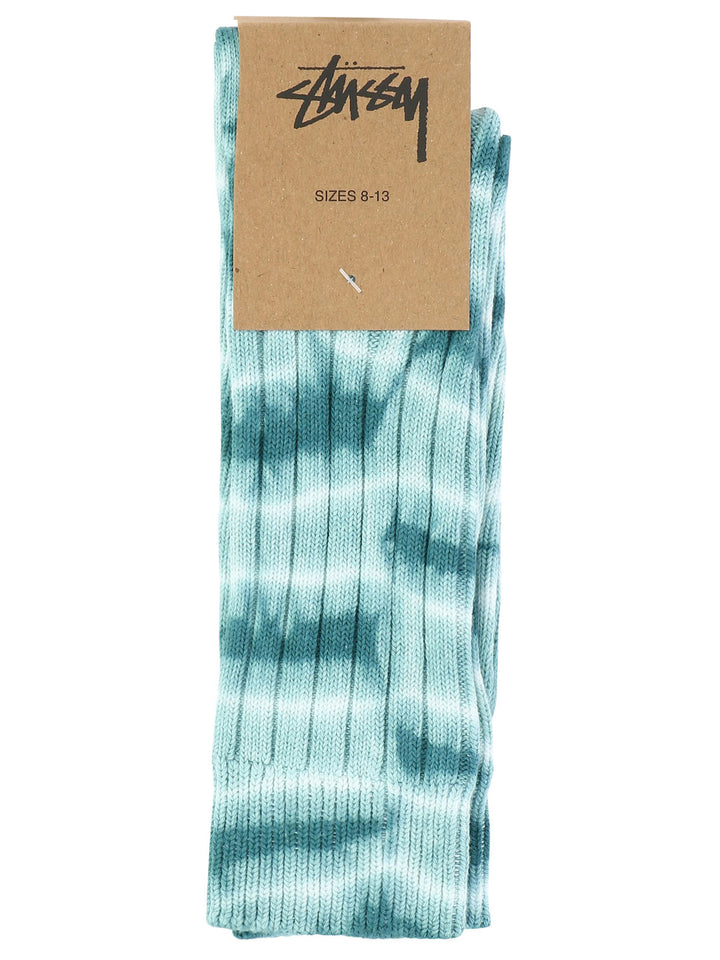 Dyed Ribbed Crew Socks Light Blue