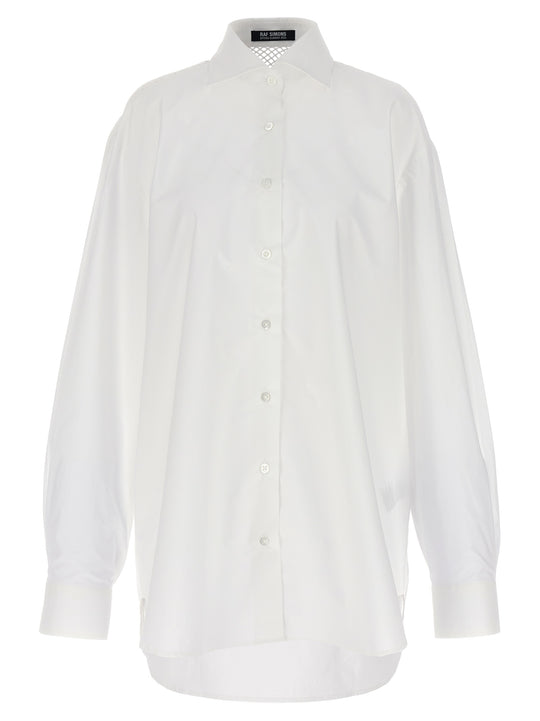 Mesh Insert Shirt Shirt And Blouse White