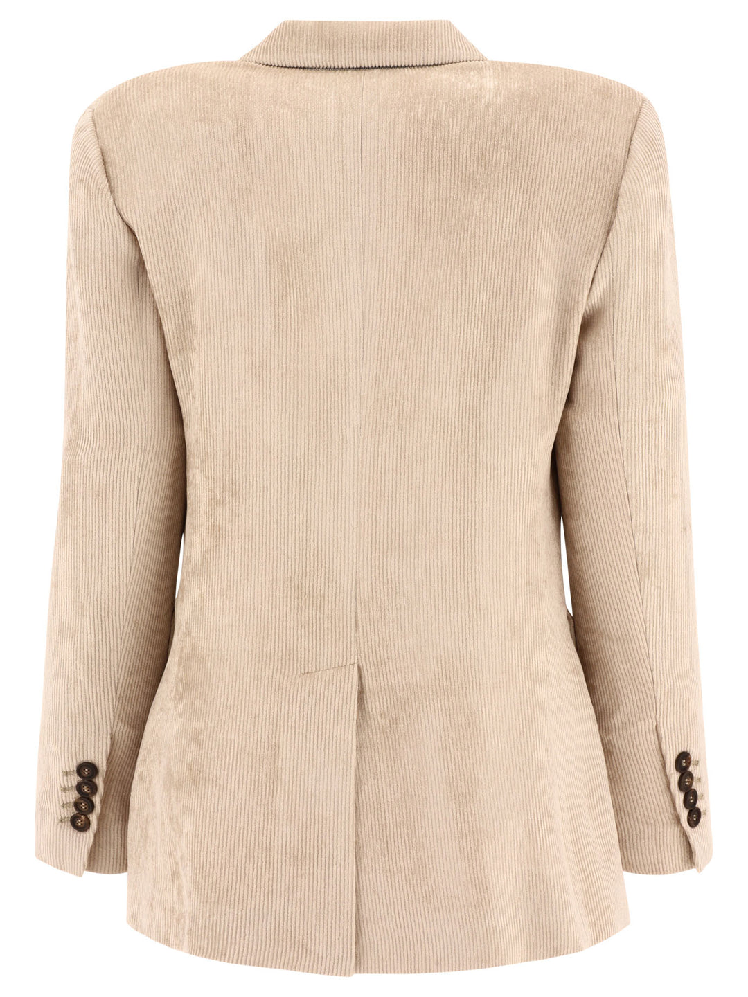 Hammered Corduroy Blazer With Monili Jackets Beige