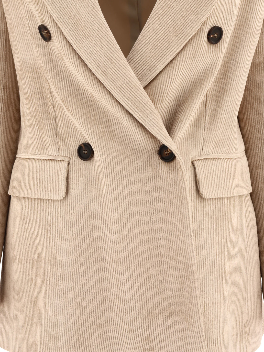 Hammered Corduroy Blazer With Monili Jackets Beige