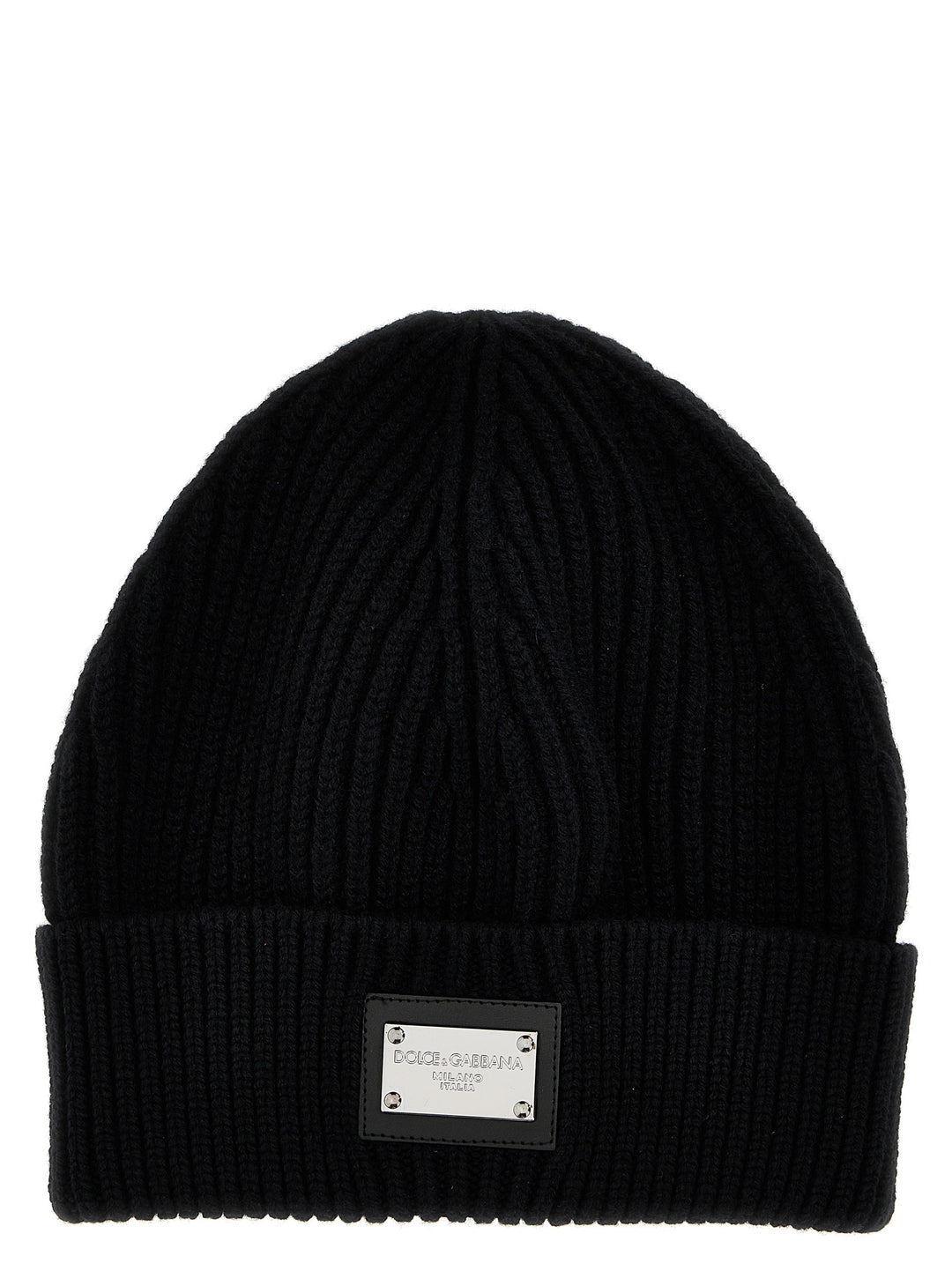 Logo Plaque Beanie Hats Black