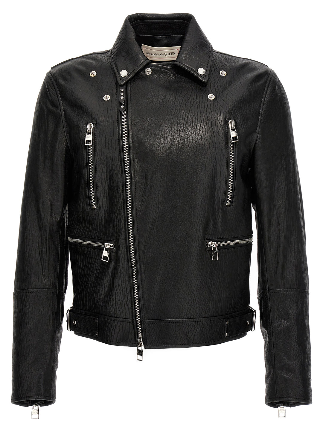 Texture Leather Jacket Casual Jackets, Parka Black