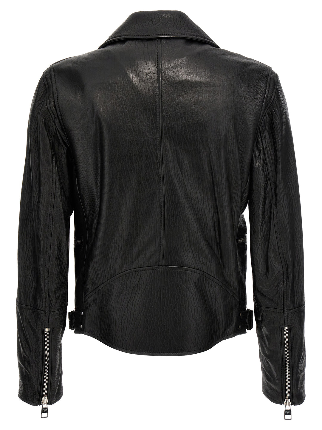 Mcqueen Texture Leather Jacket Puffer Jackets - Black | 9e1bad4d31e1654616536d1c0b2805150a345105