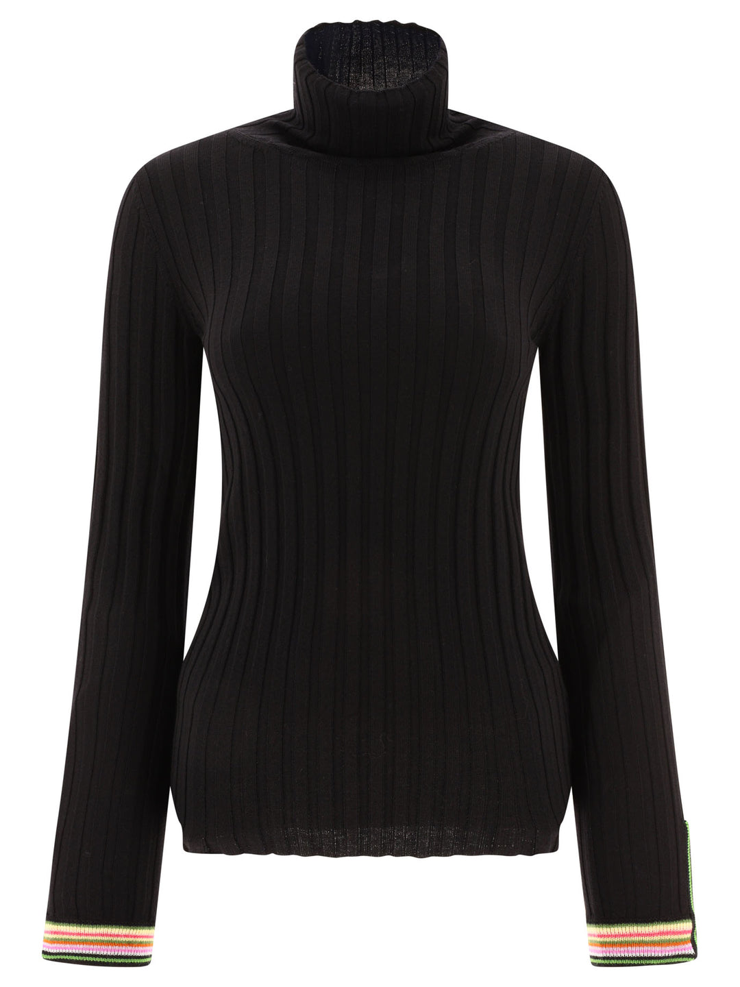 Turtleneck With Contrasting Profiles Knitwear Black