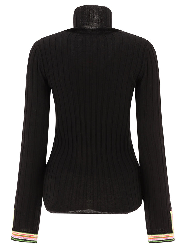 Turtleneck With Contrasting Profiles Knitwear Black