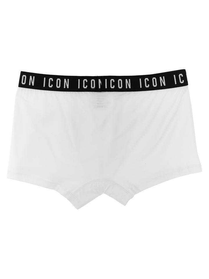 Dsquared2 Logo Boxer Shorts INTIMO - White/Black | 0209b5f516a61772fac0487c9f850222eedf8ac8