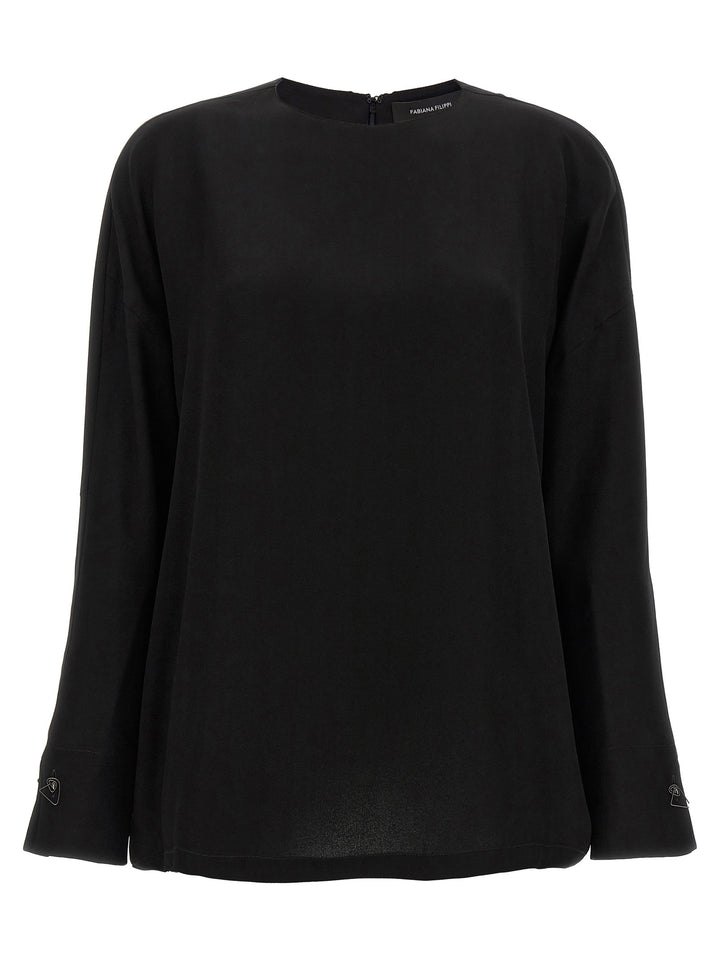 Fabiana Filippi Cufflinks Detail Blouse Shirt and Blouse - Black | feffd32afe7789c47136770d14c9e2f818bc2719