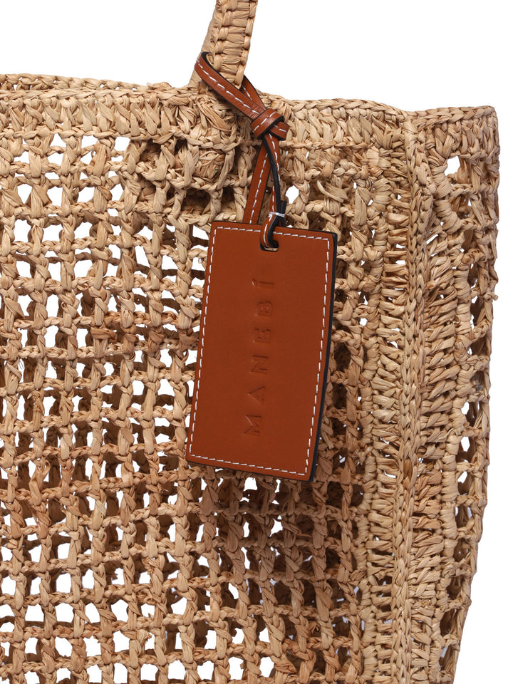 Raffia Net Handbags Beige