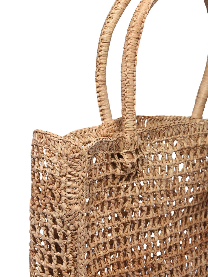 Raffia Net Handbags Beige