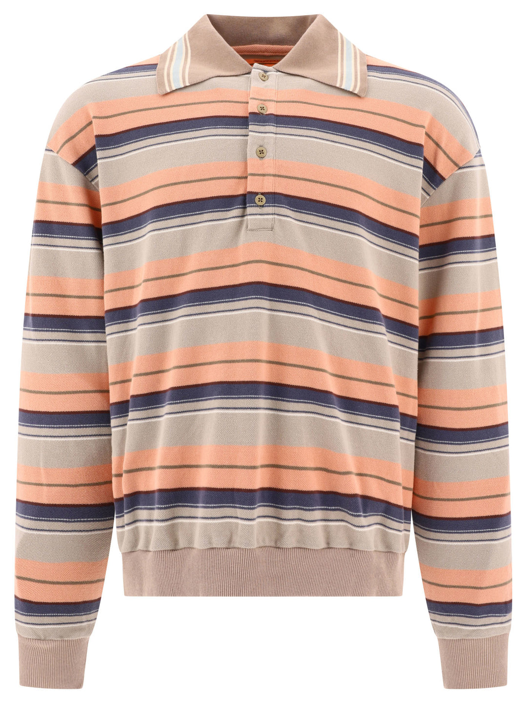 Multi-Border Kanoko Box Polo Shirts Orange