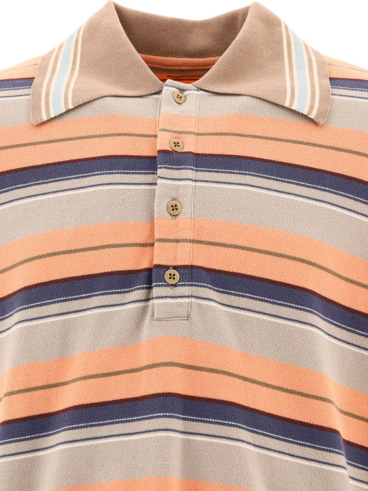 Multi-Border Kanoko Box Polo Shirts Orange