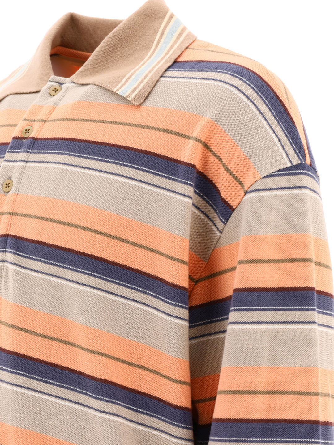 Multi-Border Kanoko Box Polo Shirts Orange