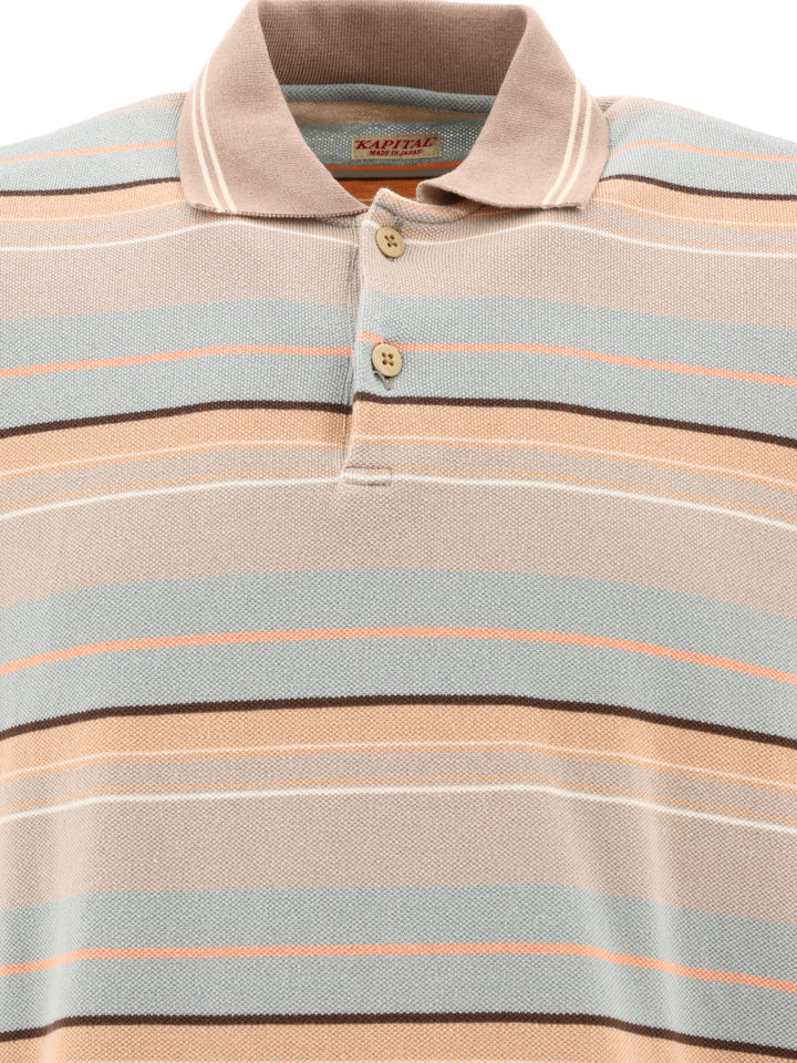 Multi-Border Kanoko Box Polo Shirts Beige