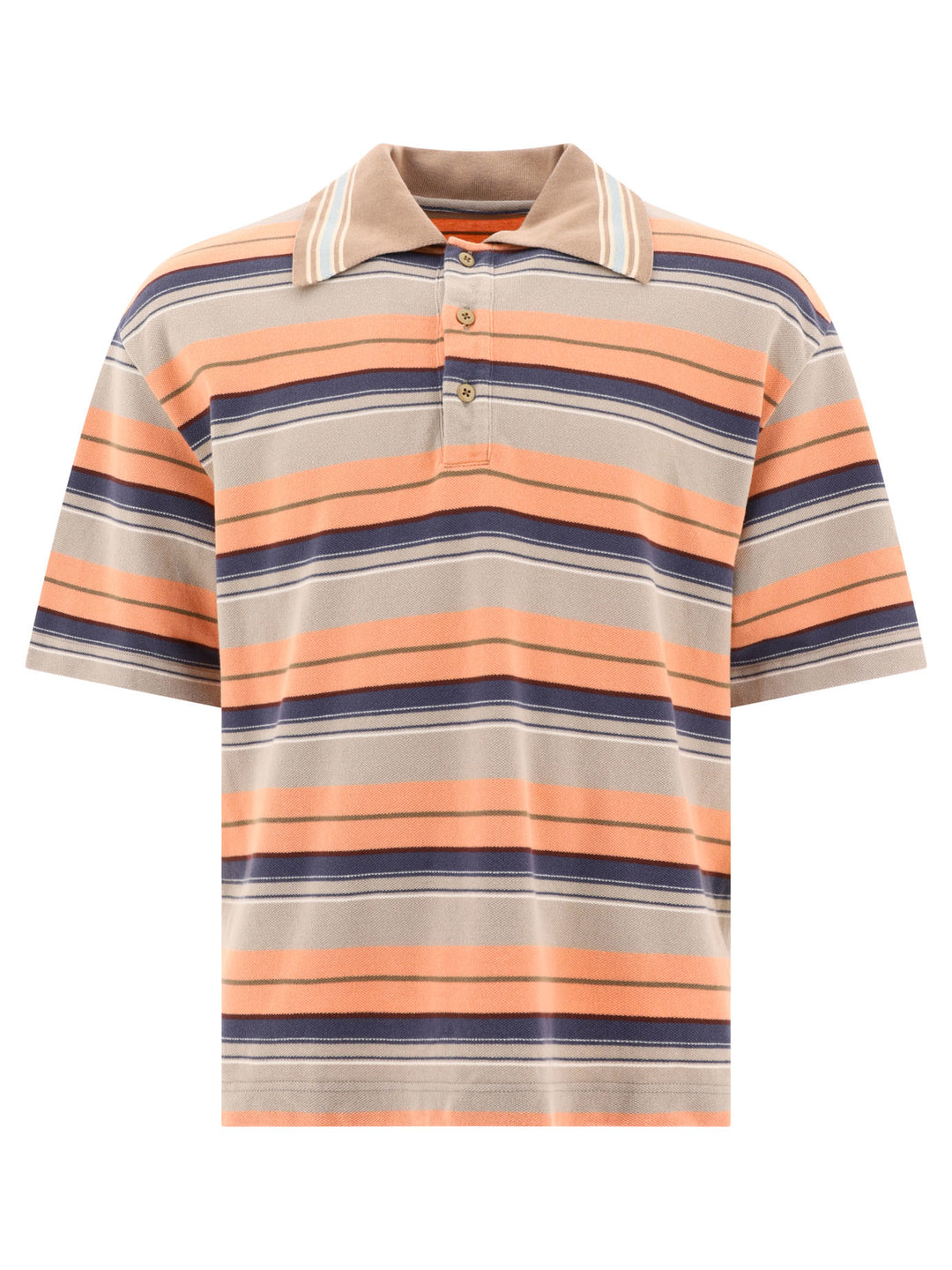 Multi-Border Kanoko Box Polo Shirts Beige