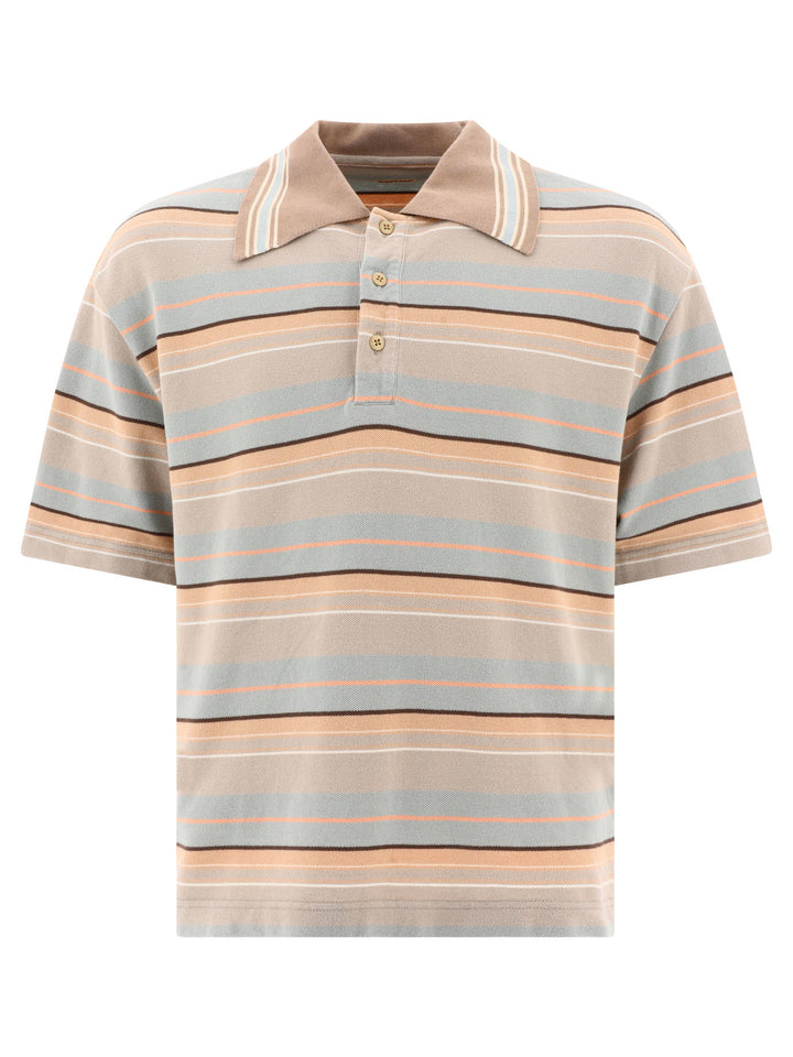 Multi-Border Kanoko Box Polo Shirts Beige