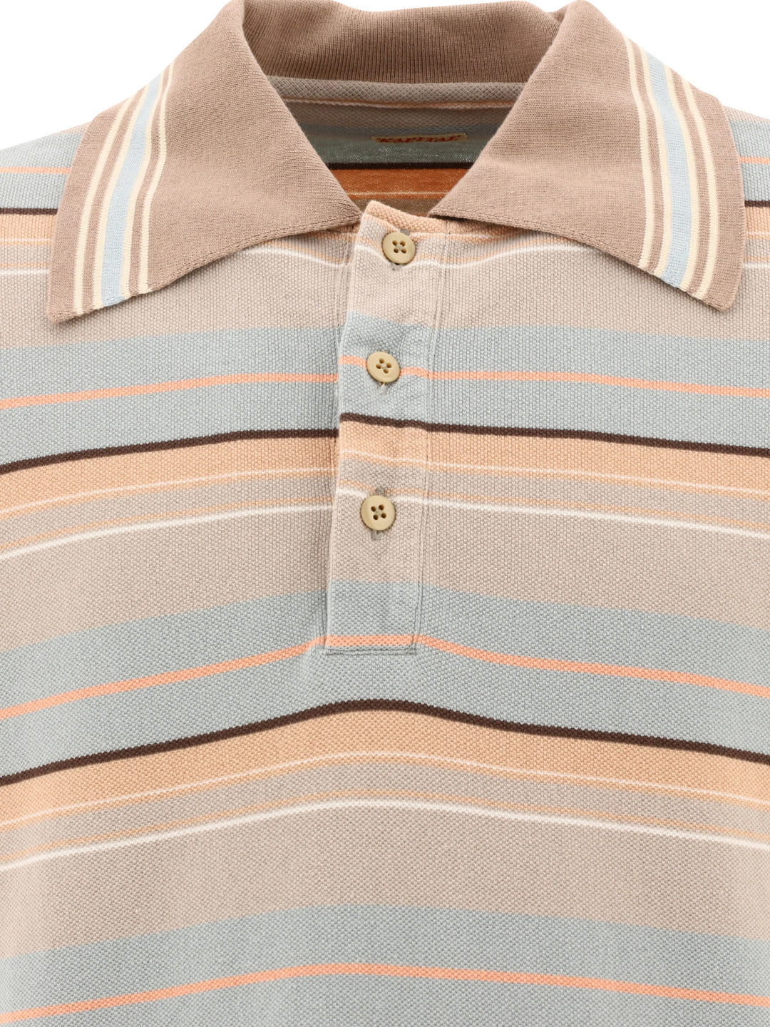 Multi-Border Kanoko Box Polo Shirts Beige