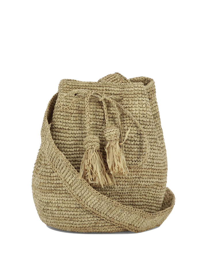 Beach Bucket Crossbody Bags Beige