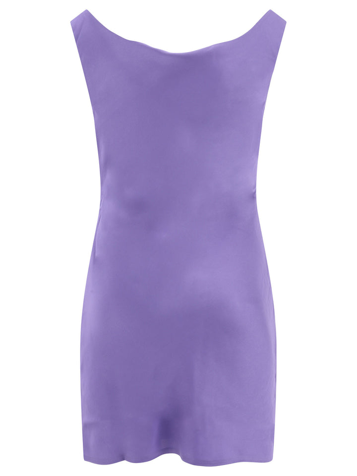 Deep Drape Neck Dresses Purple