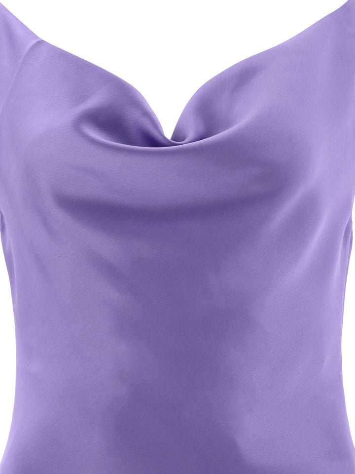 Deep Drape Neck Dresses Purple