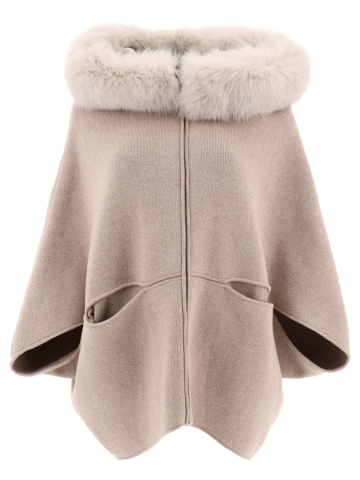 Wool And Cashmere Cape Coats Beige