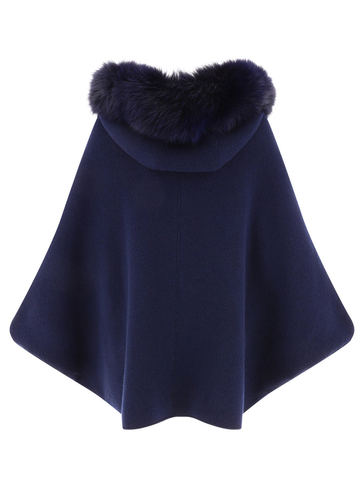 Wool And Cashmere Cape Coats Blue