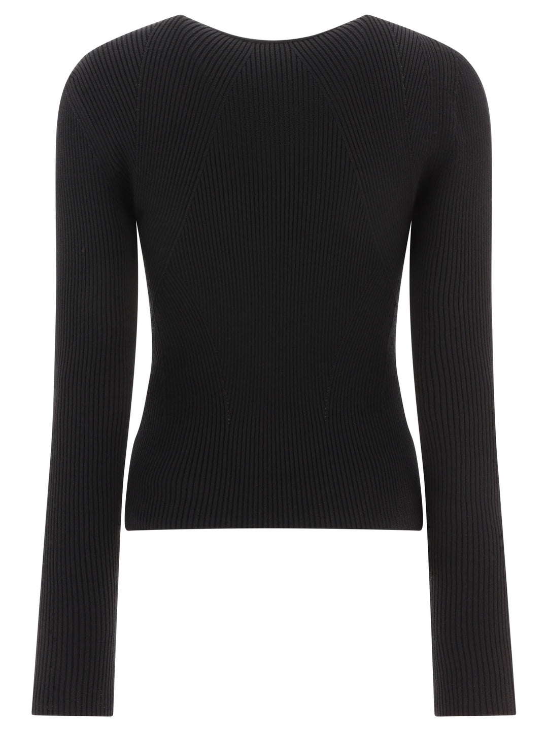 Ribbed-Knit Sweater With Cut-Out Details Knitwear Black