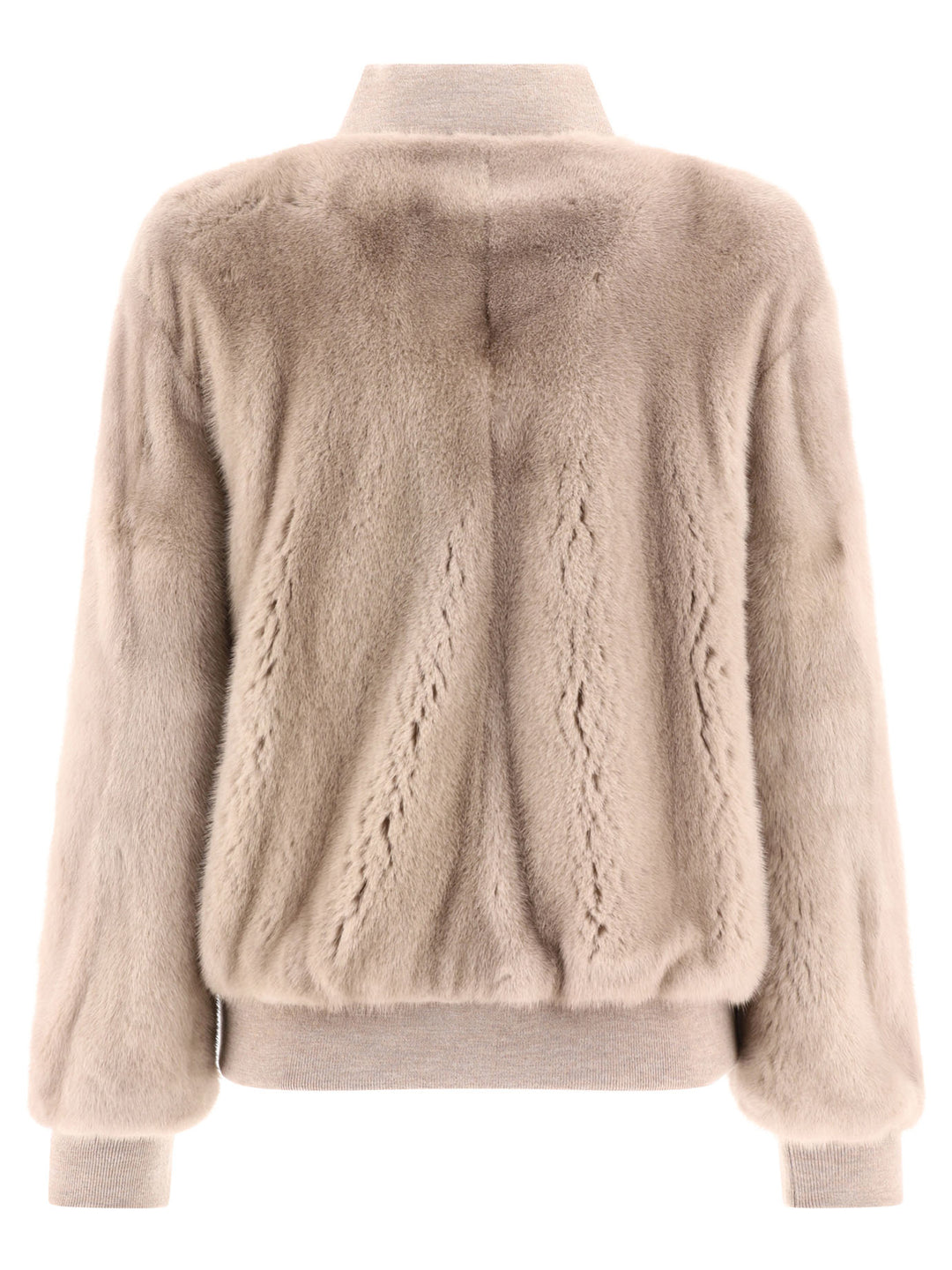 Mink Fur Bomber Jacket Jackets Beige