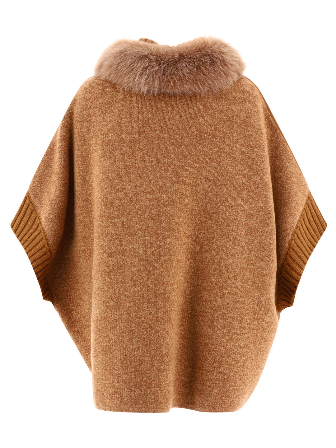 Cape With Fur Inserts Coats Beige