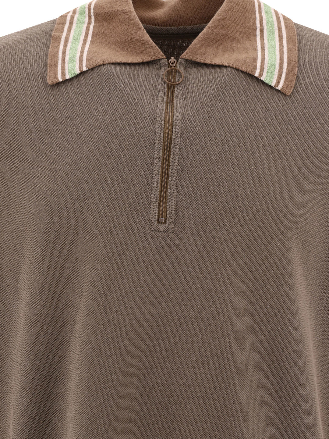 Zip Up Polo Shirts Brown