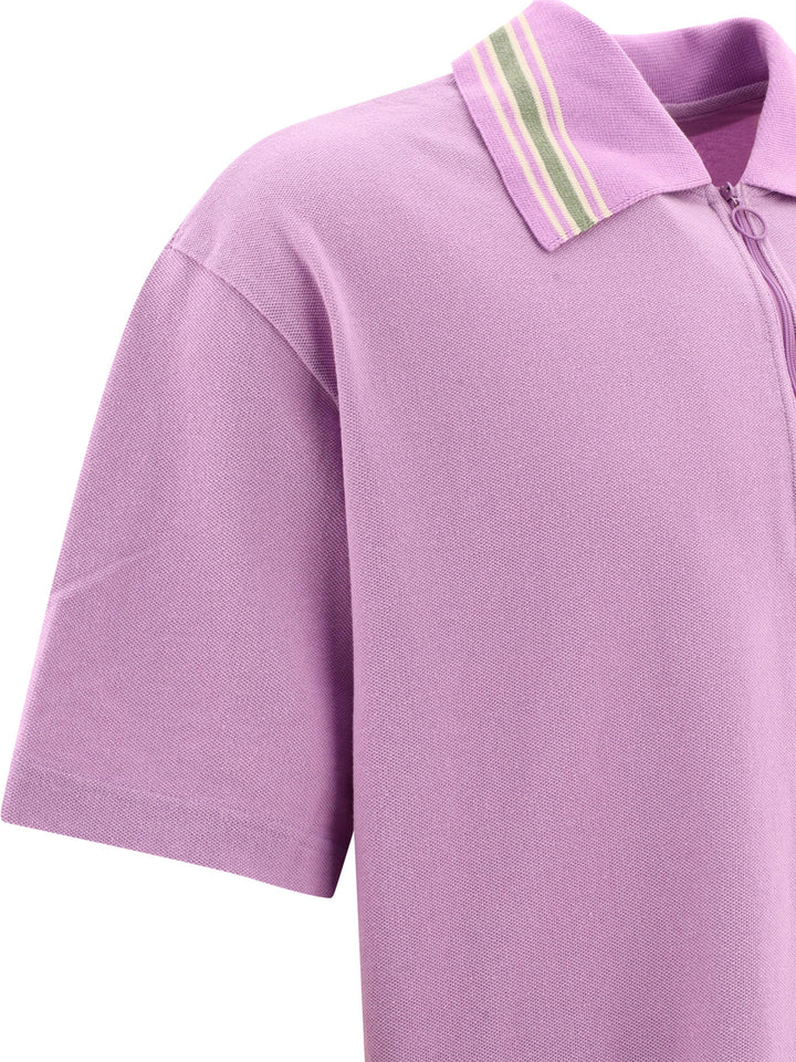 Zip Up Polo Shirts Purple