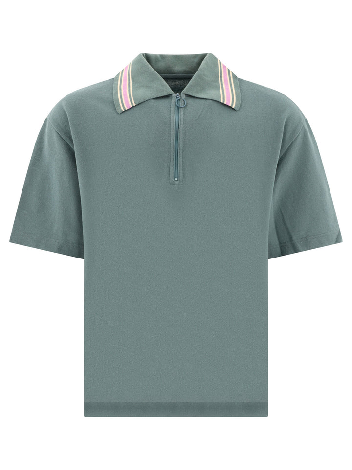 Zip Up Polo Shirts Light Blue