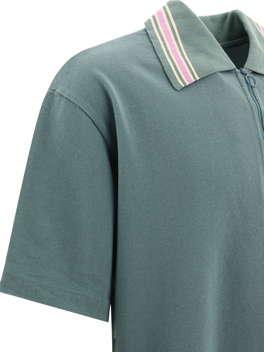 Zip Up Polo Shirts Light Blue