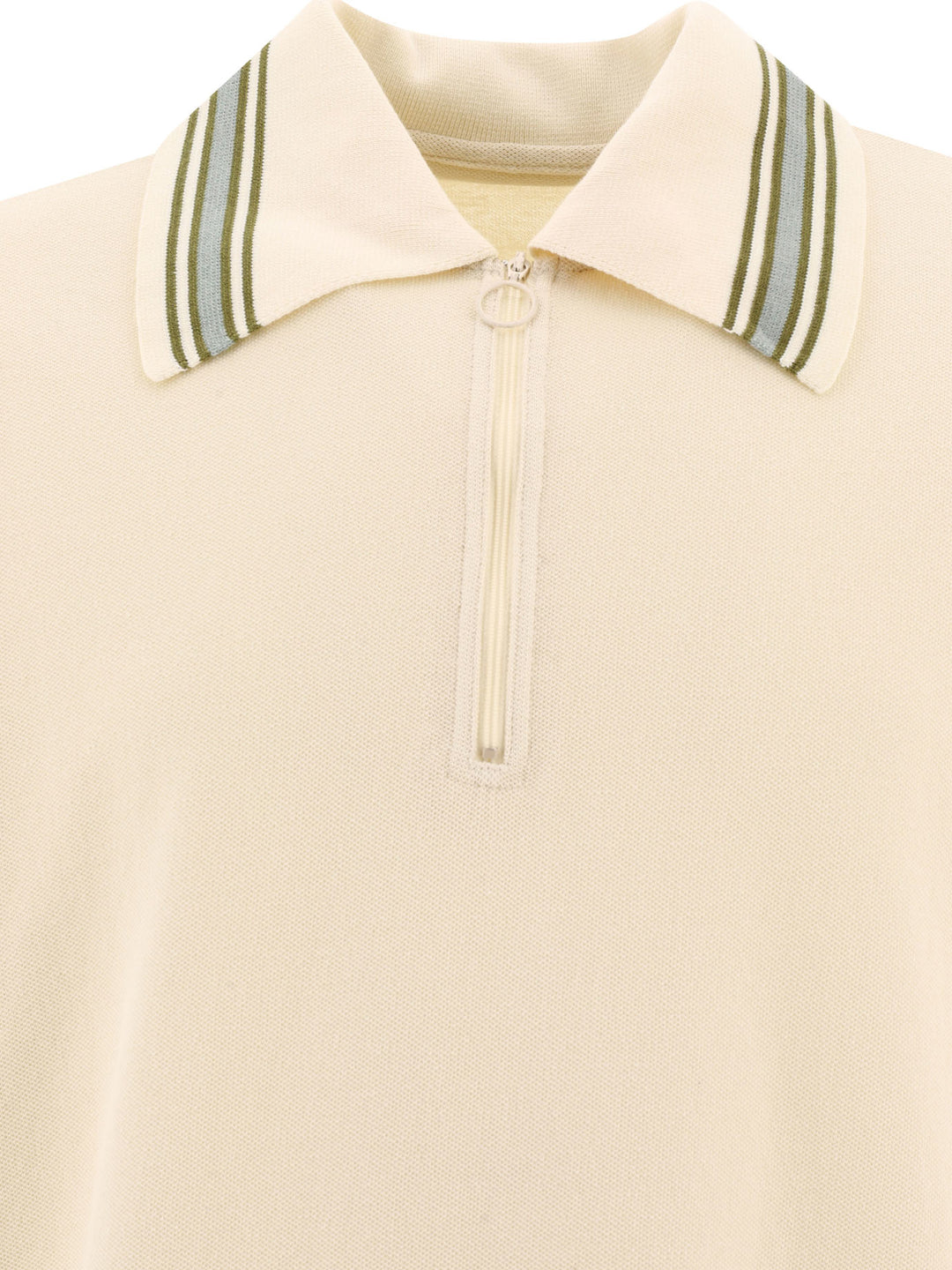 Zip Up Polo Shirts Beige