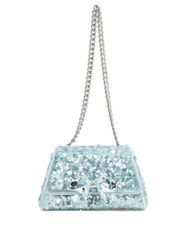 Sequin Bow Mini Shoulder Bags Light Blue