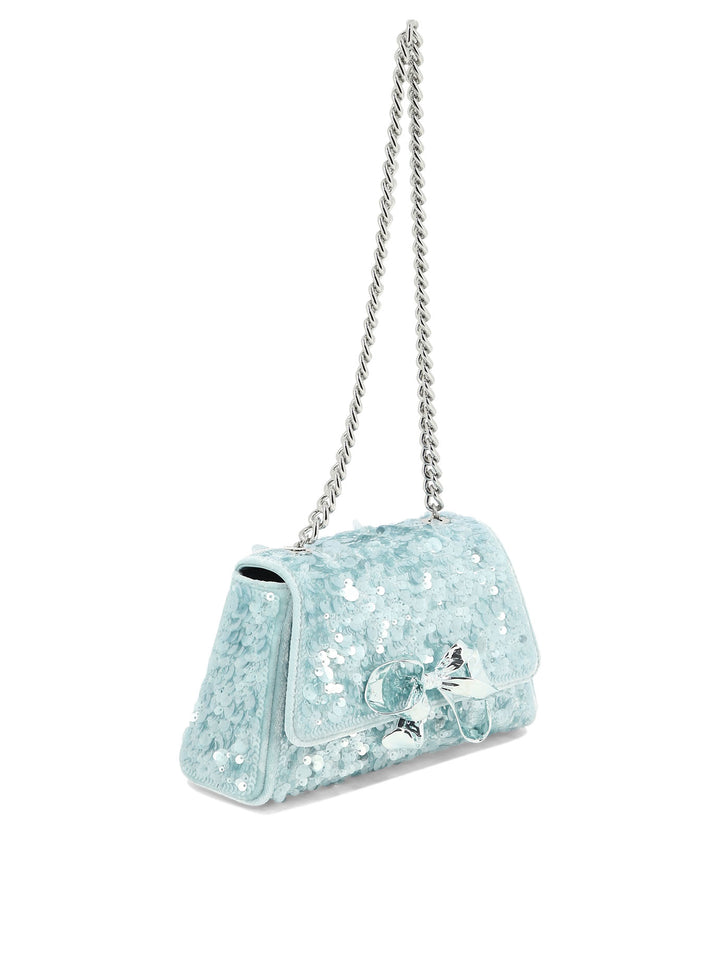 Sequin Bow Mini Shoulder Bags Light Blue