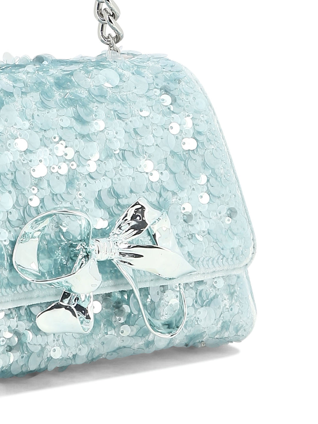 Sequin Bow Mini Shoulder Bags Light Blue