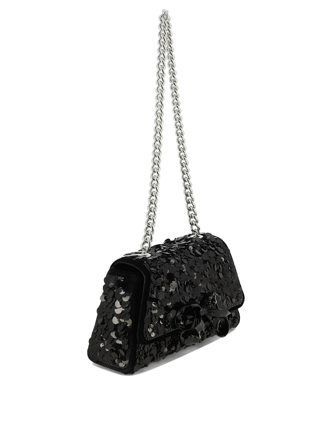 Sequin Bow Mini Shoulder Bags Black