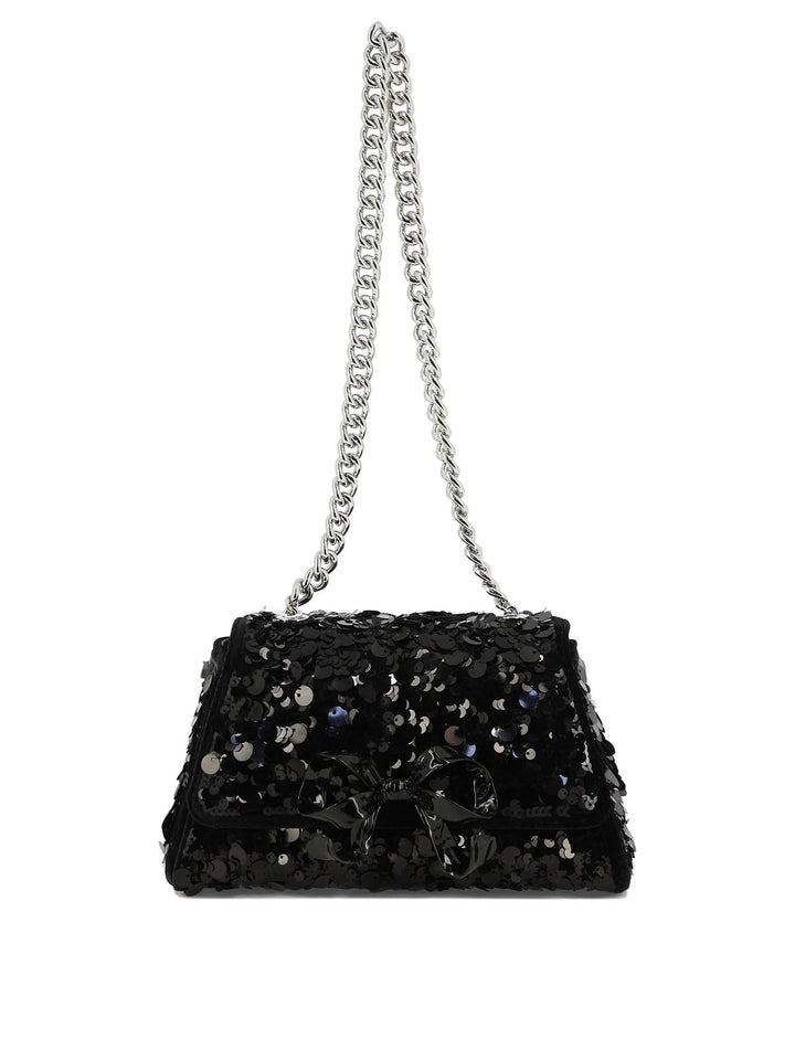 Sequin Bow Mini Shoulder Bags Black