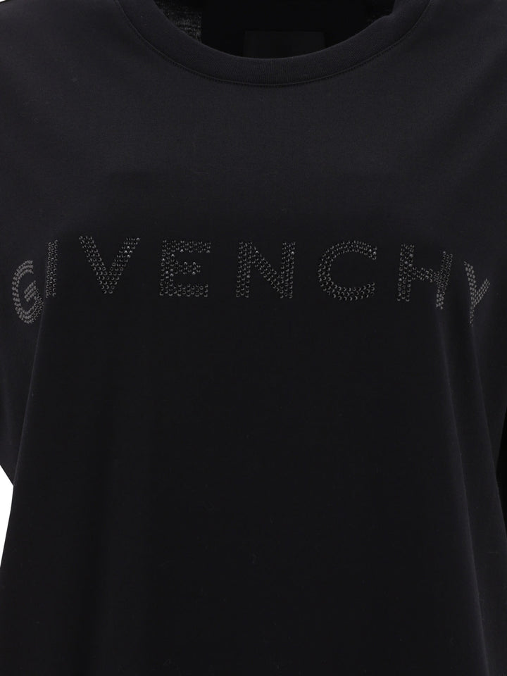 Givenchy T-Shirt In Cotton With Rhinestones T-Shirts Black