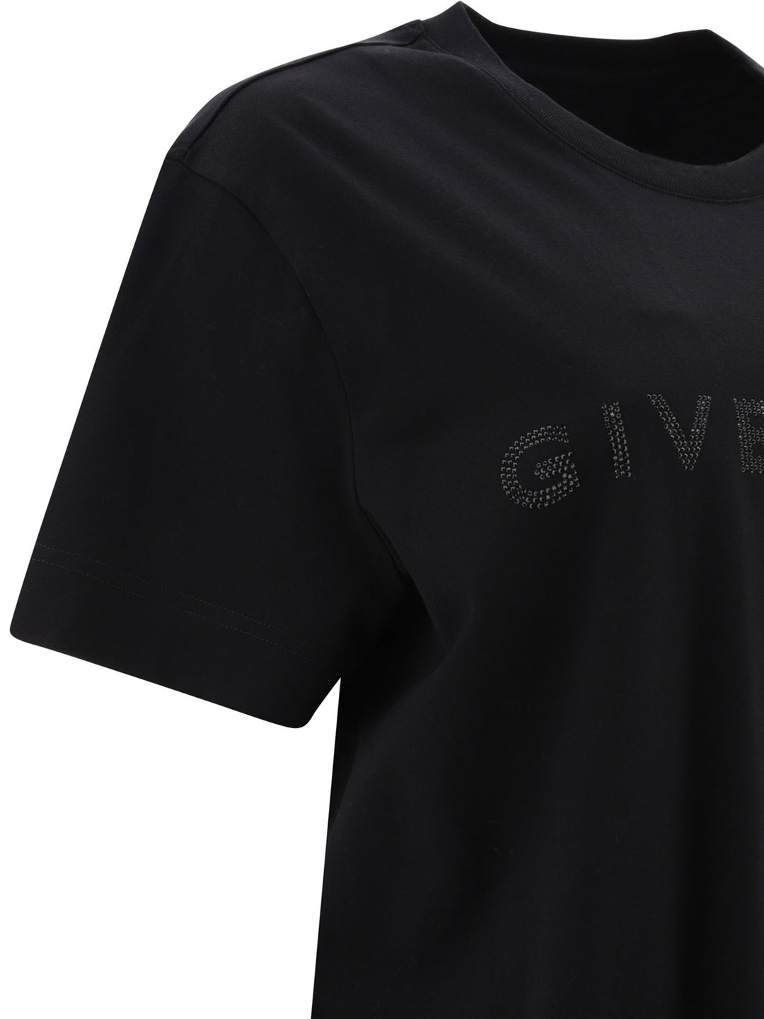 Givenchy T-Shirt In Cotton With Rhinestones T-Shirts Black