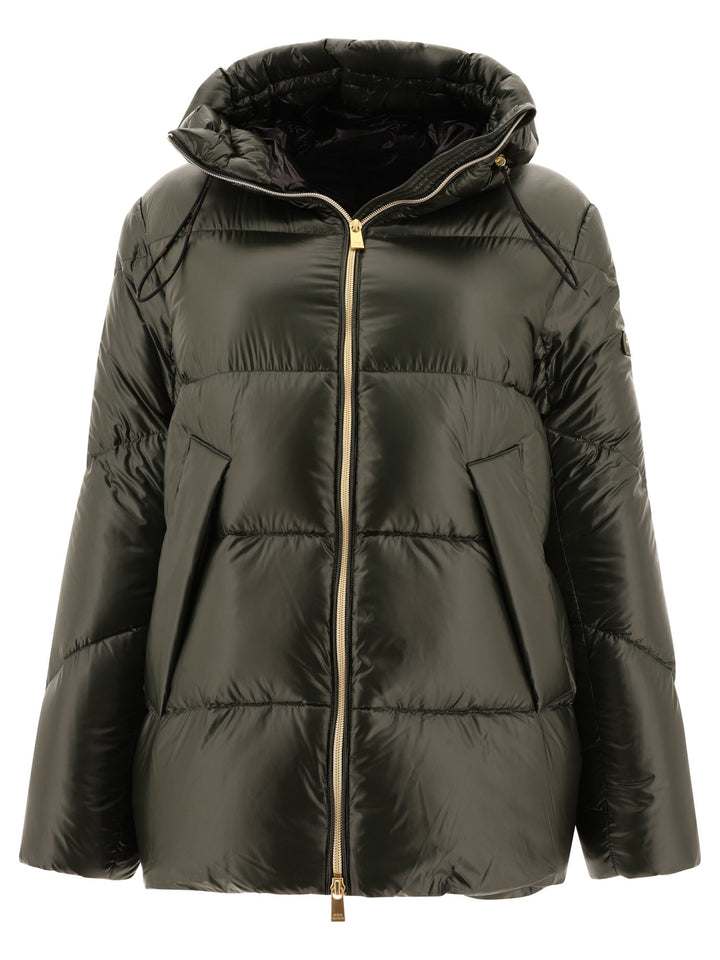 Down Jacket With Contrasting Interior Jackets Green