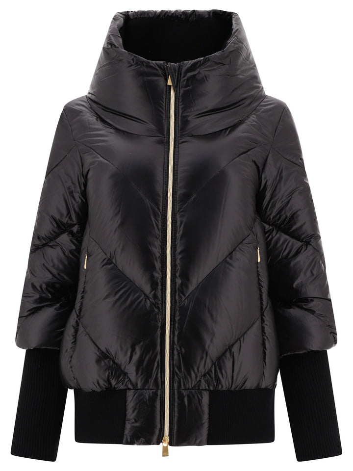 Down Jacket With Knit Cuffs Jackets Black