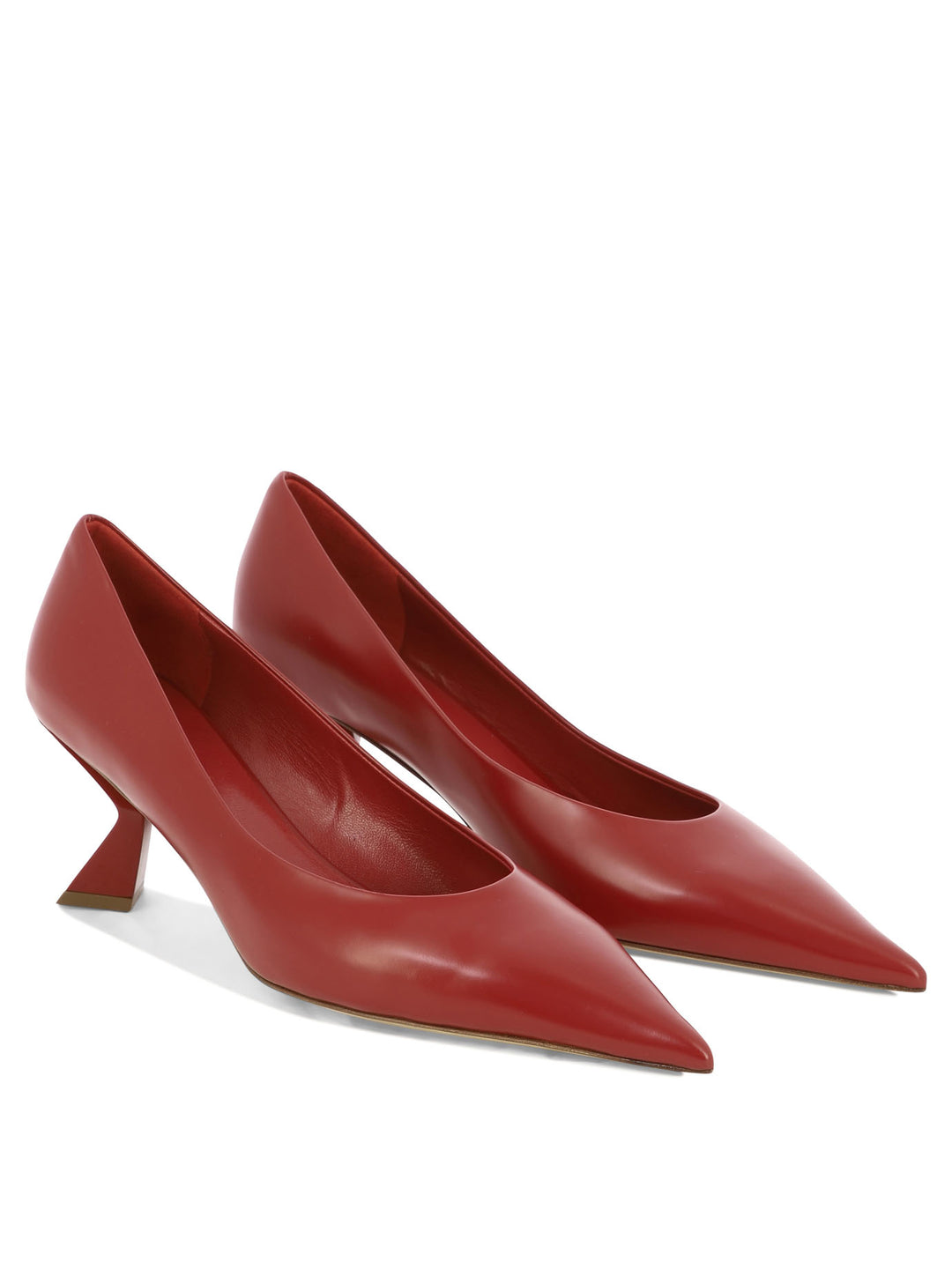 Leather Pumps Heeled Shoes Red